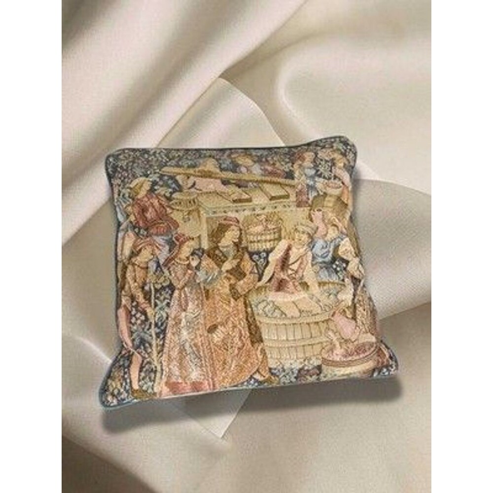 Vintage French Wine Press Tapestry Cushion Throw Cover And Pillow England Made